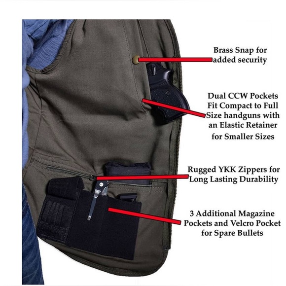Reactor Gun Concealment Vest Olive Green L - Picture 6 of 16